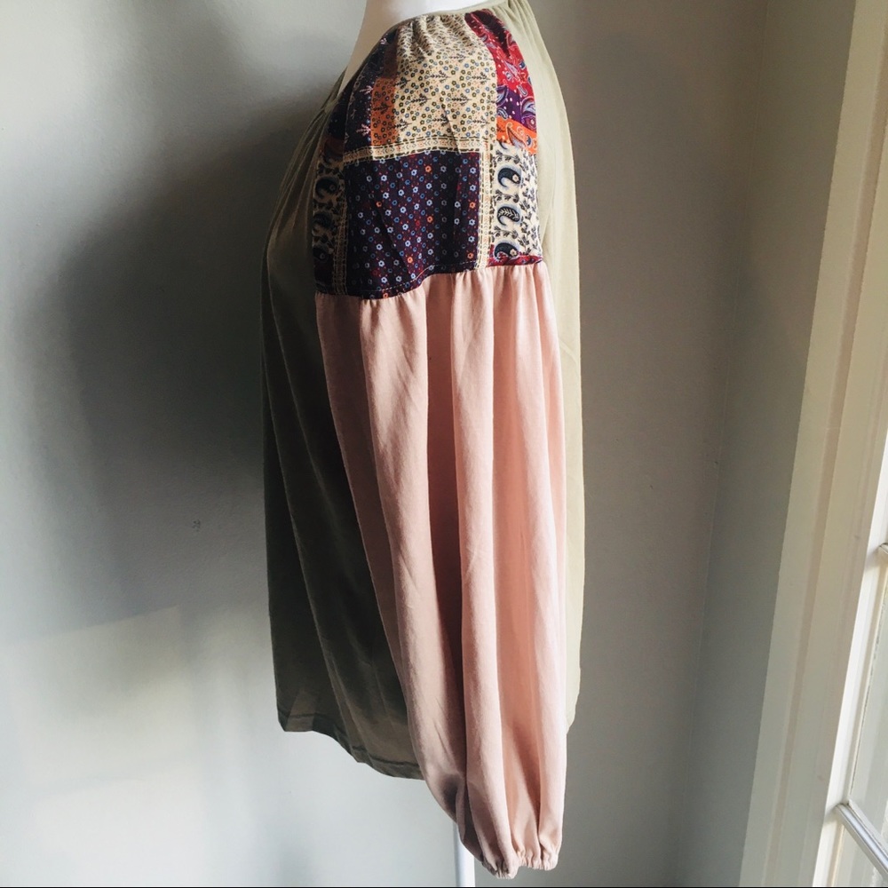 Patchwork Boho Top By Easel. Size S (Loose Fit) - image 3